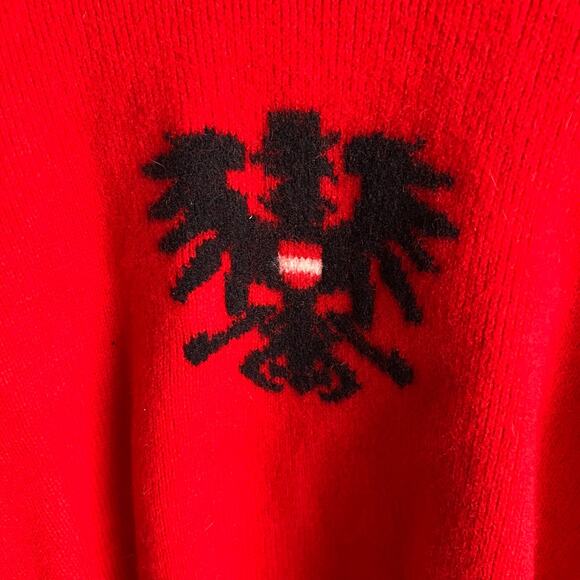 Rare Vintage Sigi Scheiber Crest Pure Wool Premium Knit Red Sweater Med 18x23 - Picture 3 of 7